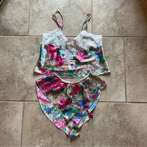 Vintage 90s Victorias Secret Lingerie Teddy Set Size M Gold Label Floral 2 Piece